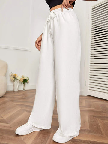 PETITE Drawstring Waist Wide Leg Sweatpants