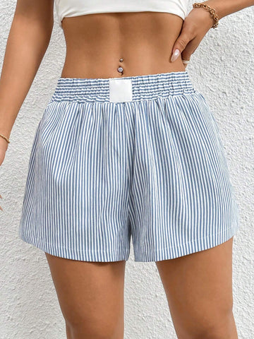 PETITE Elastic Waist Striped Shorts