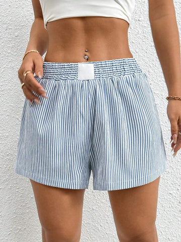 PETITE Elastic Waist Striped Shorts