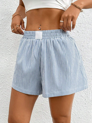 PETITE Elastic Waist Striped Shorts