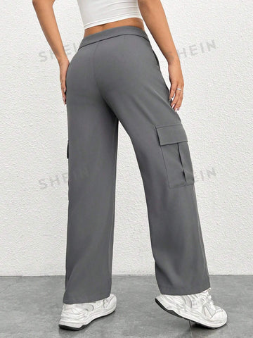 PETITE Fold Over Waist Design Cargo Pants