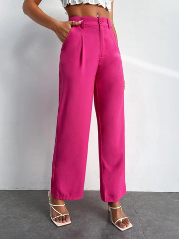 PETITE Fold Pleated Wide Leg Pants