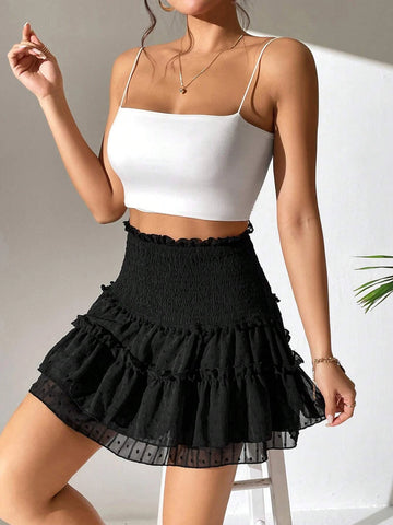 PETITE Frill Trim Ruffle Hem Skirt