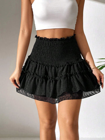 PETITE Frill Trim Ruffle Hem Skirt