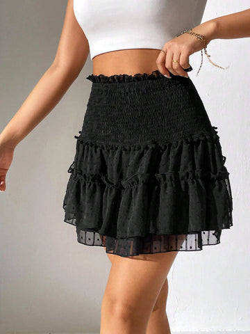 PETITE Frill Trim Ruffle Hem Skirt