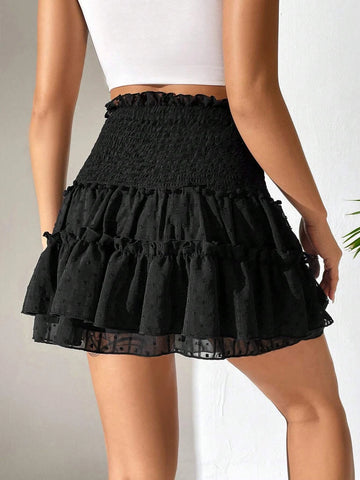 PETITE Frill Trim Ruffle Hem Skirt