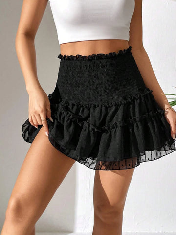 PETITE Frill Trim Ruffle Hem Skirt