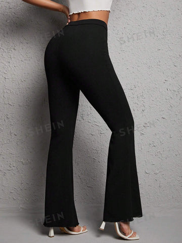 PETITE High Waist Flare Leg Black Pants