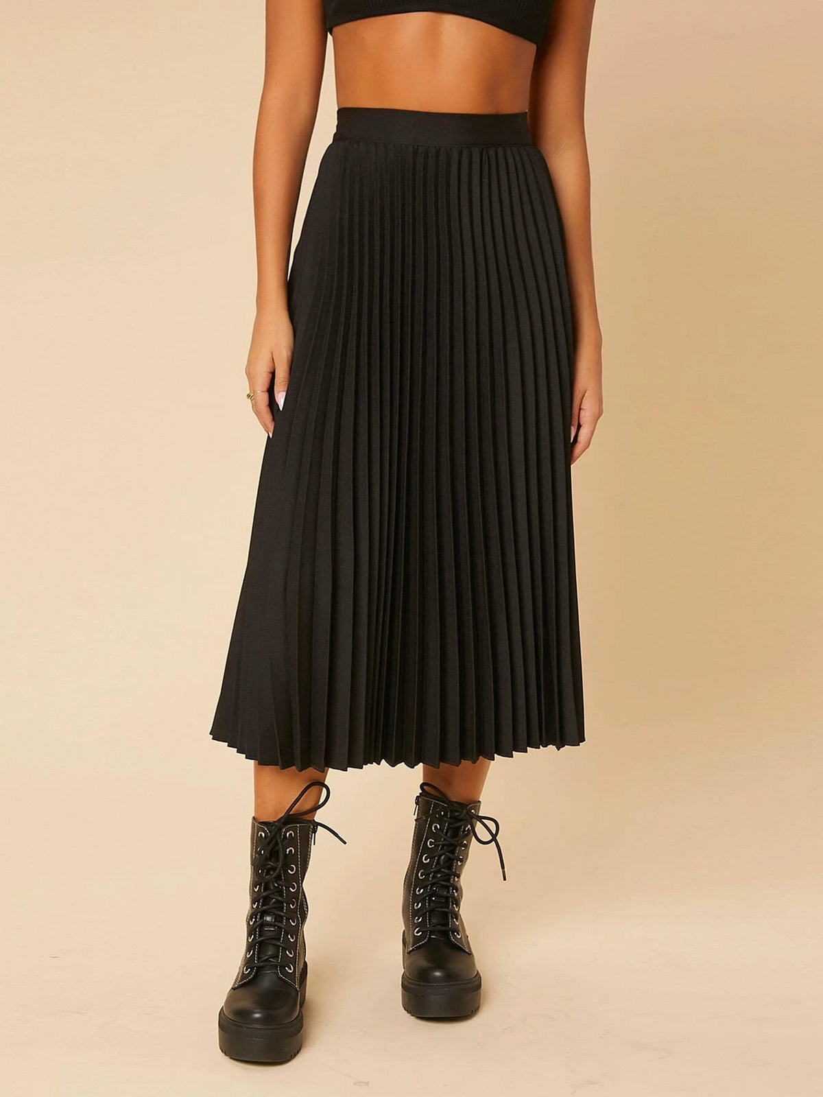 PETITE High Waist Pleated Skirt