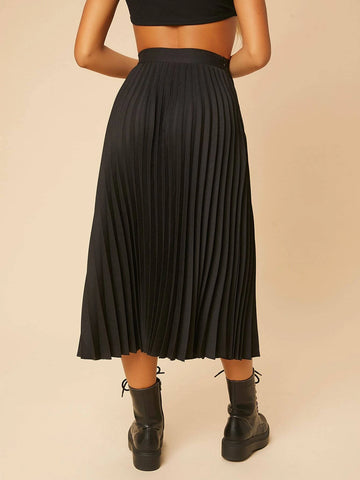 PETITE High Waist Pleated Skirt