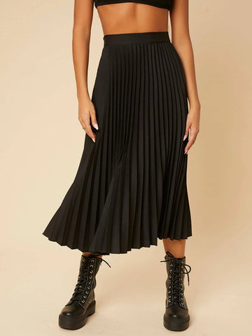 PETITE High Waist Pleated Skirt