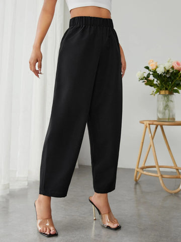 PETITE High Waist Solid Tapered Pants