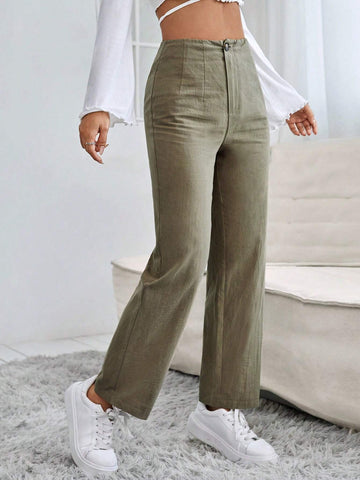 PETITE High Waist Straight Leg Pants