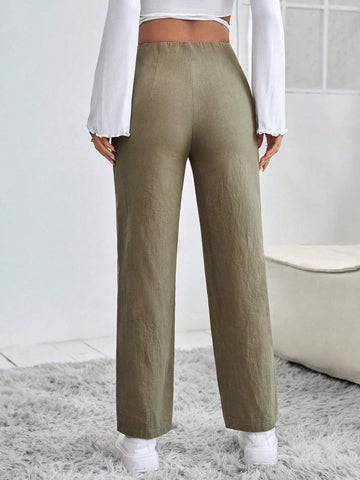 PETITE High Waist Straight Leg Pants