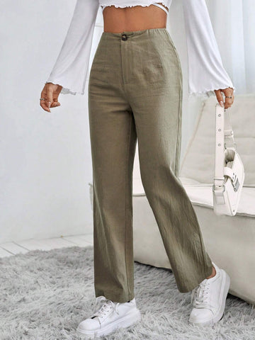 PETITE High Waist Straight Leg Pants