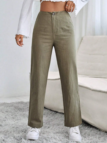 PETITE High Waist Straight Leg Pants