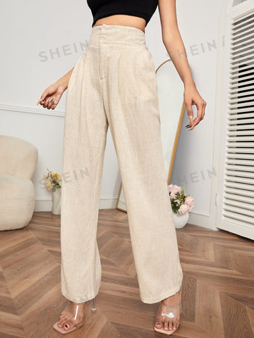 PETITE High Waisted Solid Tailored Pants