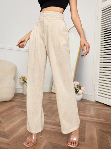 PETITE High Waisted Solid Tailored Pants