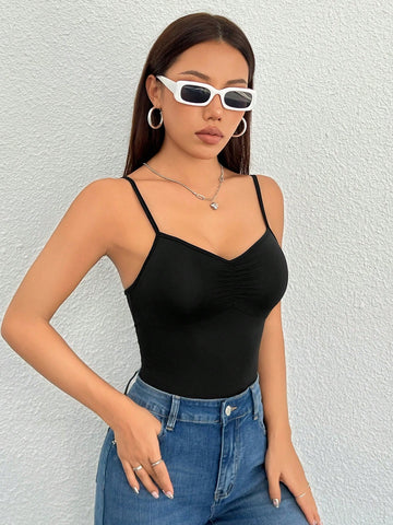 Ladies' Solid Color Spaghetti Strap Bodysuit