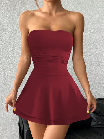 Leopard Print Sexy Strapless Short Layered Cake Dress