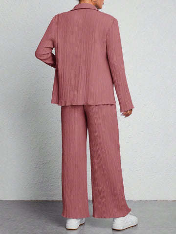 Letter Patched Detail Shirt & Wide Leg Pants