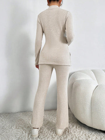 Long Sleeve Stand Collar T-shirt And Pants Set