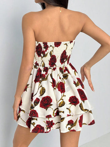 Romantic Holiday Strapless Layered Cake Dress