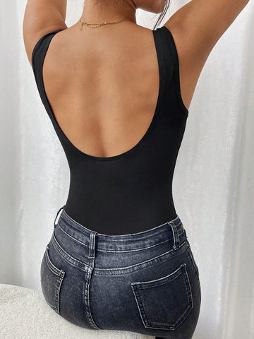 Solid Color Sleeveless Scoop Neck Bodysuit