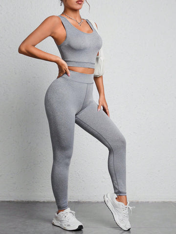 Solid Crop Tank Top & Leggings