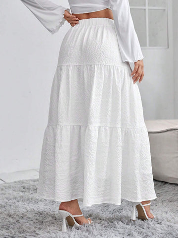 PETITE Solid Ruffle Hem Schiffy Skirt