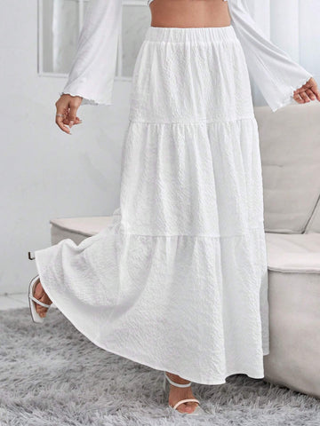 PETITE Solid Ruffle Hem Schiffy Skirt