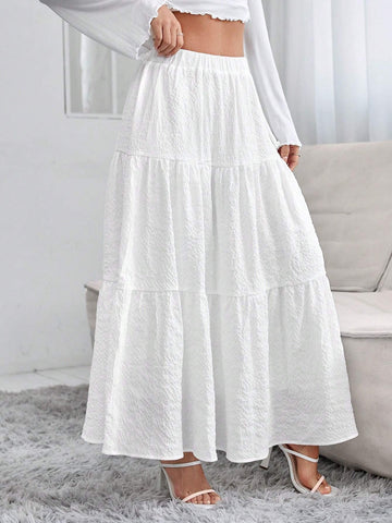 PETITE Solid Ruffle Hem Schiffy Skirt