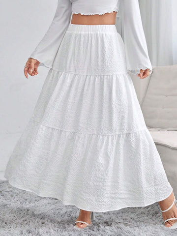 PETITE Solid Ruffle Hem Schiffy Skirt