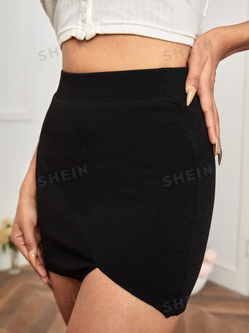 PETITE Solid Split Side Skirt