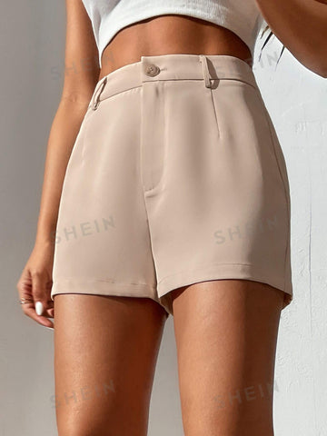 PETITE Solid Straight Leg Shorts