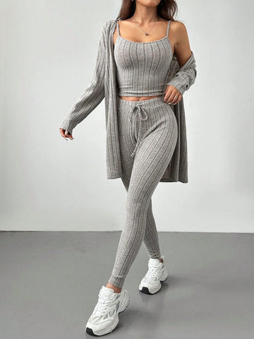 The Three Pieces Set Of Brushed Pit Striped Jacket + Vest + Trousers Is Suitable For Home And Autumn And Winter.