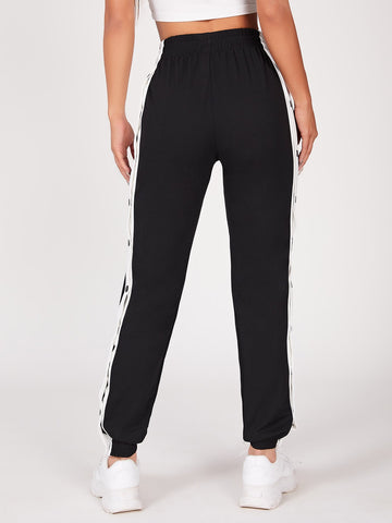 PETITE Two Tone Button Side Summer Pants Sweatpants