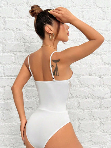 White Lace Tight Corset Bodysuit