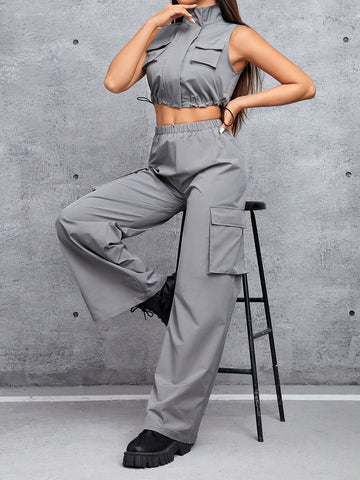 Women'S Cargo Vest And Pants Set