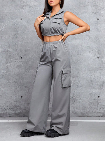 Women'S Cargo Vest And Pants Set