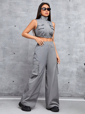 Women'S Cargo Vest And Pants Set