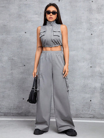 Women'S Cargo Vest And Pants Set