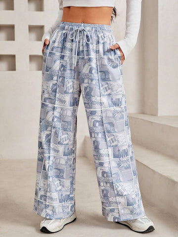PETITE Women'S Full-Length Pop Art Printed Drawstring Sweatpants