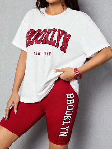 Women'S Letter Printed 2pcs Set