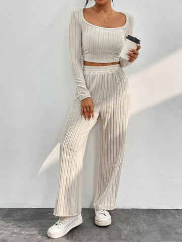 Women'S Mesh Top And Pants Set With Cutout Design