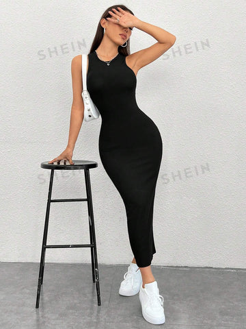 Women'S Round Neck Sleeveless Dress