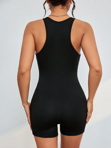 Women'S Sleeveless Slim Fit Jumpsuit Shorts