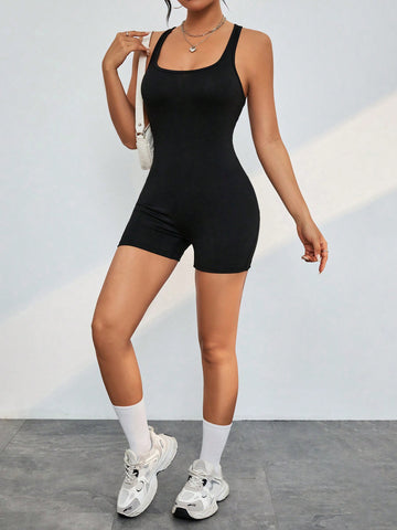 Women'S Sleeveless Slim Fit Jumpsuit Shorts