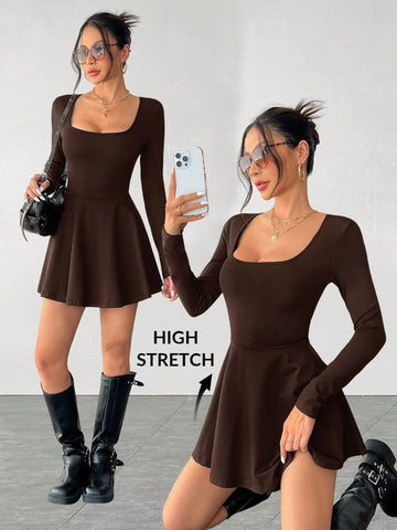 Women's Autumn, Winter And Summer Back-To-School Season, Campus OutdoorHigh Elasticity, Moisture Absorption, Quick Drying, Coolness, Functional And Comfortable Fabric, Solid Color, Pocketable, Anti-Exposure One-Piece Culottes