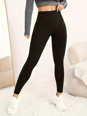 PETITE Women's Casual High-Waisted Tight-Fitting Letter Printed Leggings